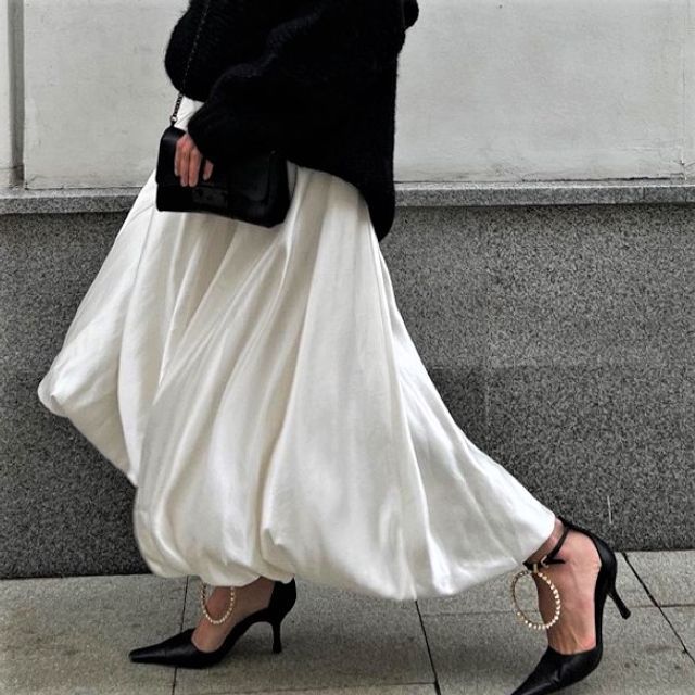 High Maxi Waist Plain Skirt A-Line