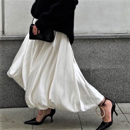 High Maxi Waist Plain Skirt A-Line