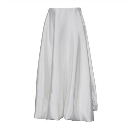 High Maxi Waist Plain Skirt A-Line