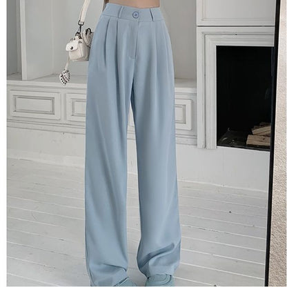 High Waist Plain Wide Leg Dress Pants