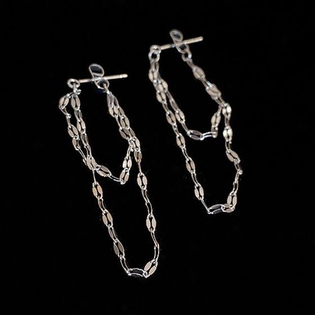 Layered Chained Alloy Dangle Earring