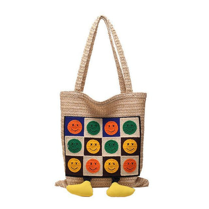 Crochet Bag Tote Smiley Face