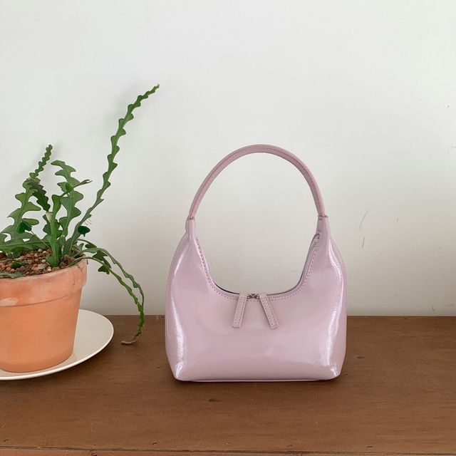 Zip Shoulder Bag Leather Faux Plain