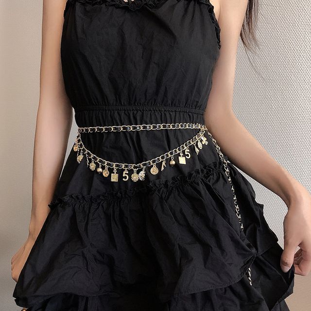 Layered Waist Leather Faux Belt Alloy Chain Fringed