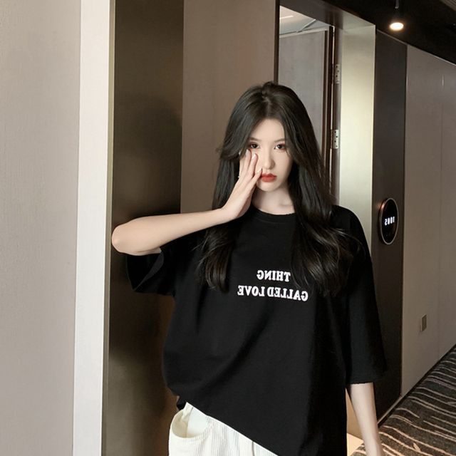 Tee Round Short-Sleeve Lettering Neck