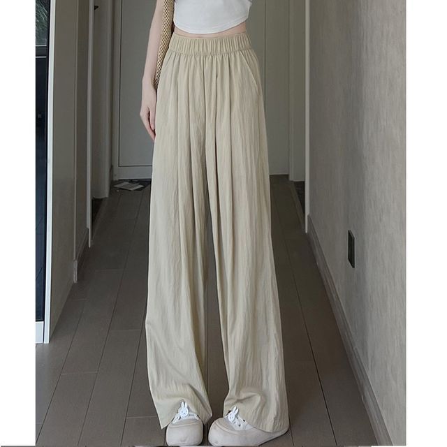 High Waist Plain Wide Leg Suit Pants