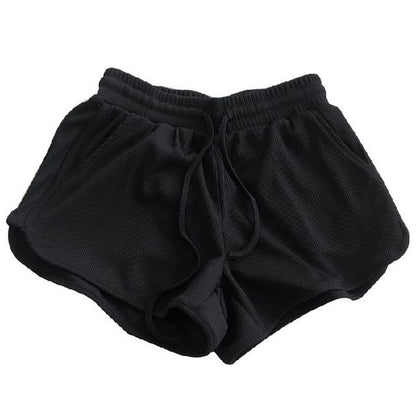 Sweat Waist Plain Drawstring Shorts