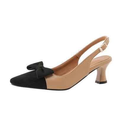 Pointed Cap Toe Slingback Kitten Heel Sandals