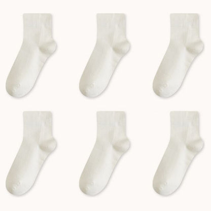 Set Of 6 Pairs: Plain Socks