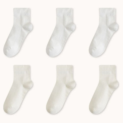 Set Of 6 Pairs: Plain Socks