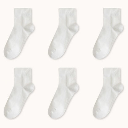 Set Of 6 Pairs: Plain Socks