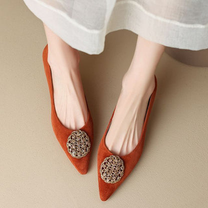 Pointed Kitten-Heel Rhinestone Pumps