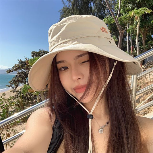 Lettering Hat Sun Embroidered