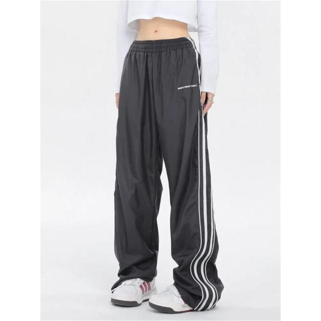 Low Rise Striped Loose-Fit Wide-Leg Sweatpants