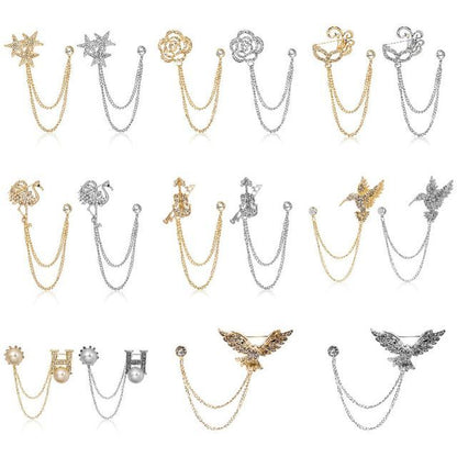 Rhinestone Chained Alloy Brooch