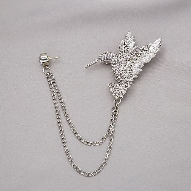 Rhinestone Chained Alloy Brooch