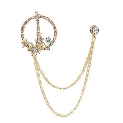 Rhinestone Chained Alloy Brooch