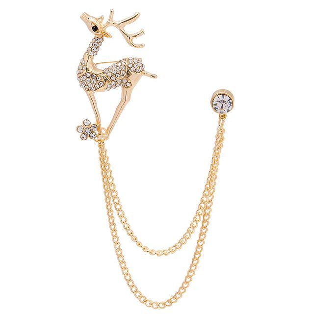 Rhinestone Chained Alloy Brooch