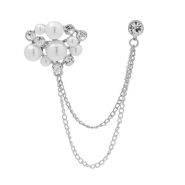 Rhinestone Chained Alloy Brooch