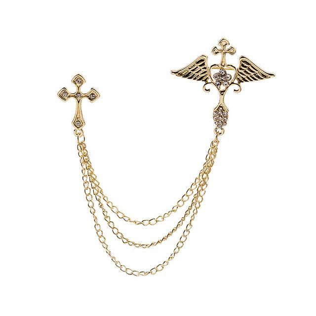 Rhinestone Chained Alloy Brooch