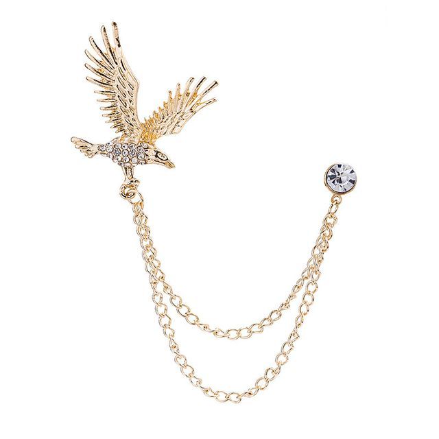 Rhinestone Chained Alloy Brooch