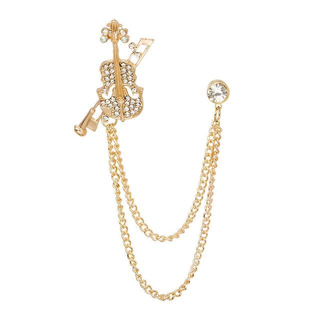 Rhinestone Chained Alloy Brooch