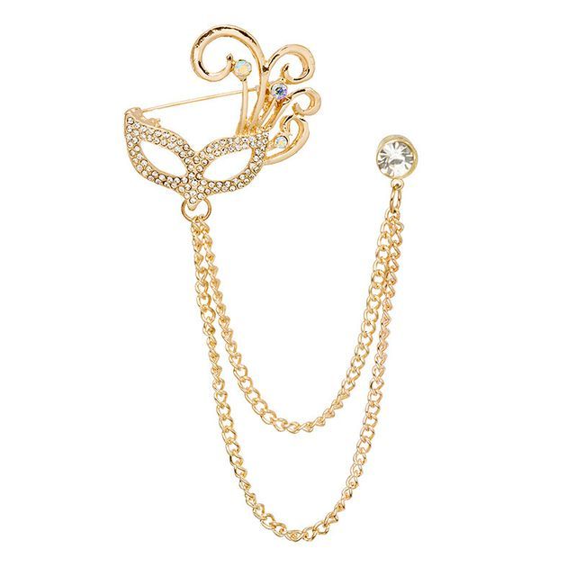 Rhinestone Chained Alloy Brooch