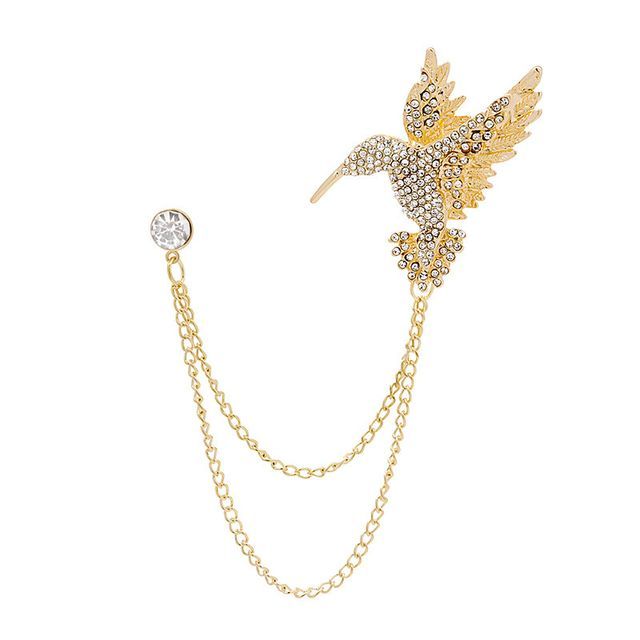 Rhinestone Chained Alloy Brooch