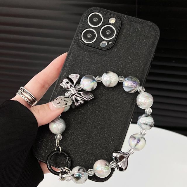 Phone Pearl Chain Bow Case Faux