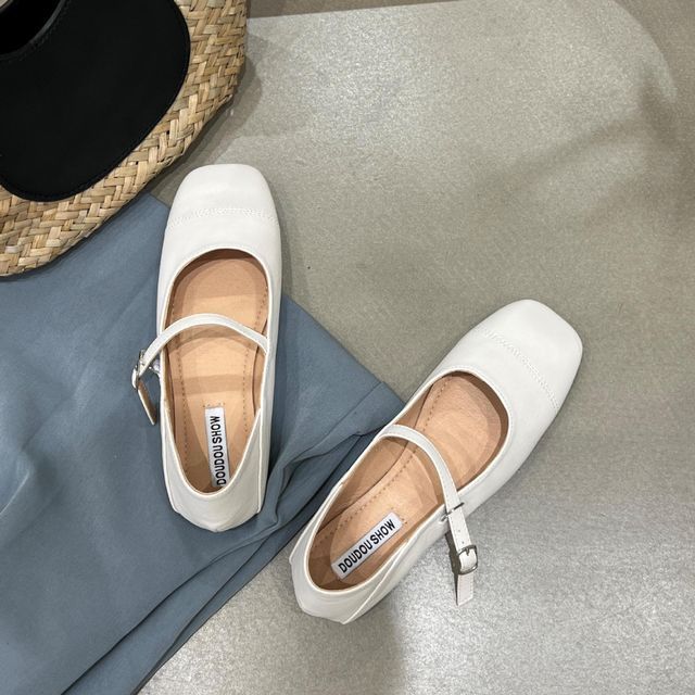 Square Toe Plain Mary Jane Shoes