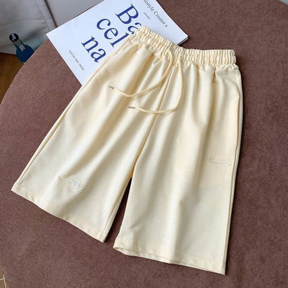 Shorts Plain Waist Sweat Drawstring