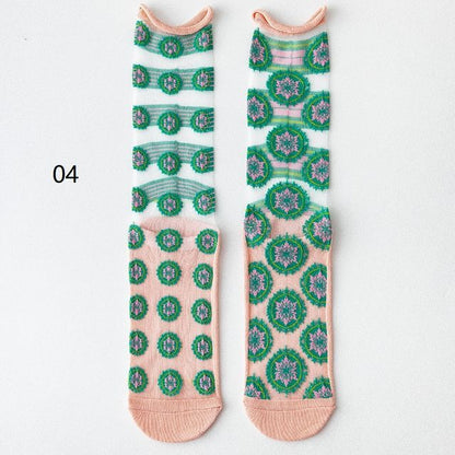 Patterned Mesh Short Socks