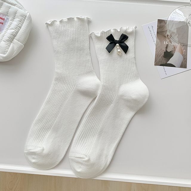 Bow Frill Short Socks