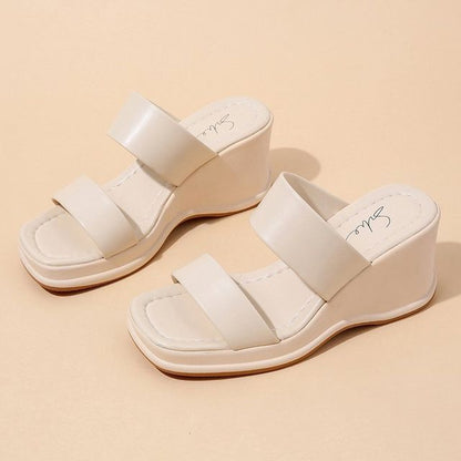 Wedge-Heel Plain Sandals