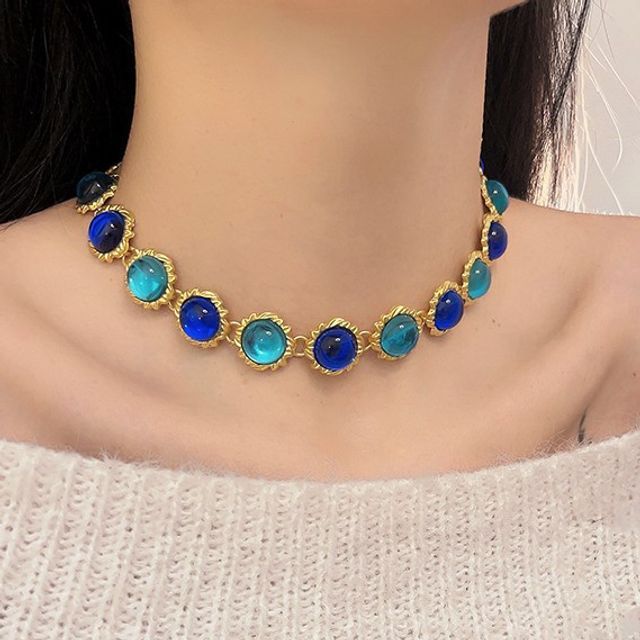 Choker Gemstone Alloy Faux