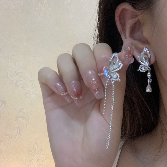 Dangle Earring Alloy Asymmetrical Butterfly