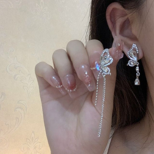 Dangle Earring Alloy Asymmetrical Butterfly