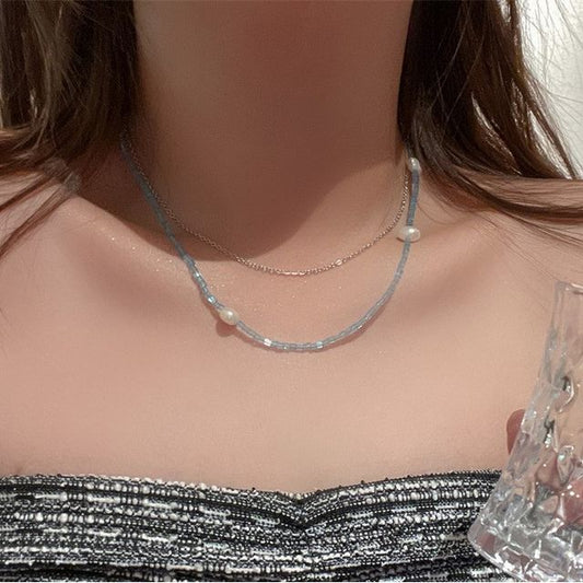 Layered Choker Faux Alloy Pearl