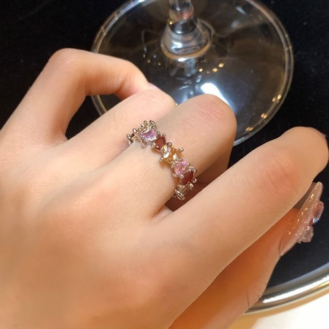 Alloy Rhinestone Open Ring
