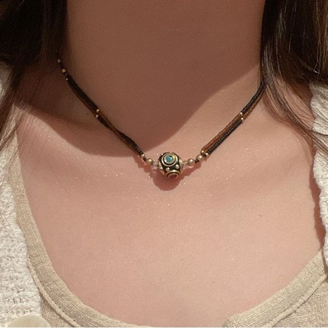 Cord Pendant / Choker Bead Bracelet