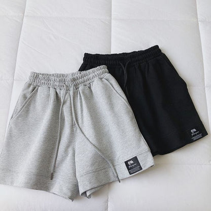 Shorts Label High Applique Waist Plain