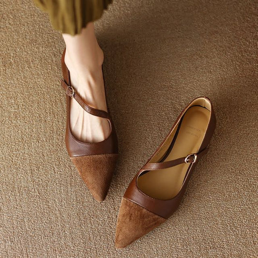 Pointed Strap Buckled Flats