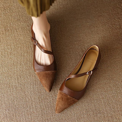 Pointed Strap Buckled Flats