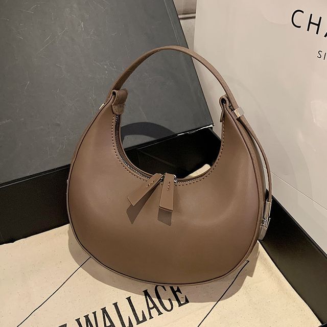 Leather Faux Zip Shoulder Bag