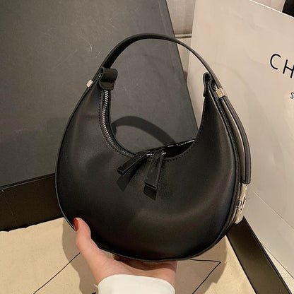 Leather Faux Zip Shoulder Bag