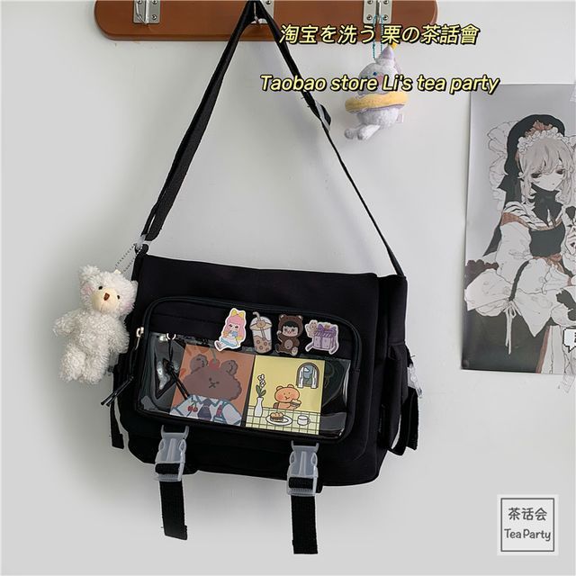 PVC Panel Multi-Pocket Crossbody Bag / Bag Charm / Set