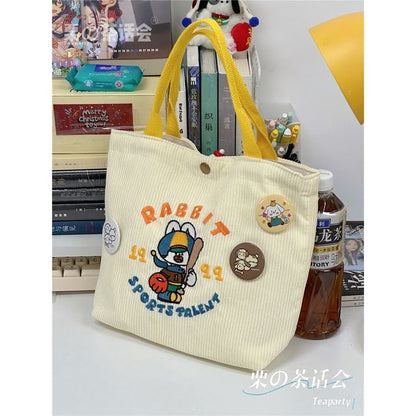 Cartoon Embroidered Tote Bag / Bag Charm / Set