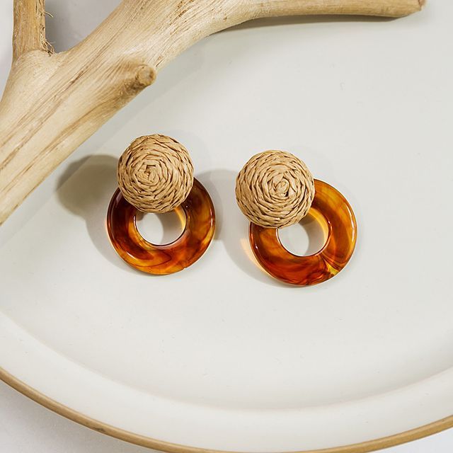 Resin Round Woven Earring