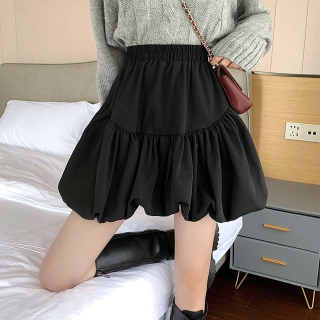 Skirt High-Waist Bubble Plain
