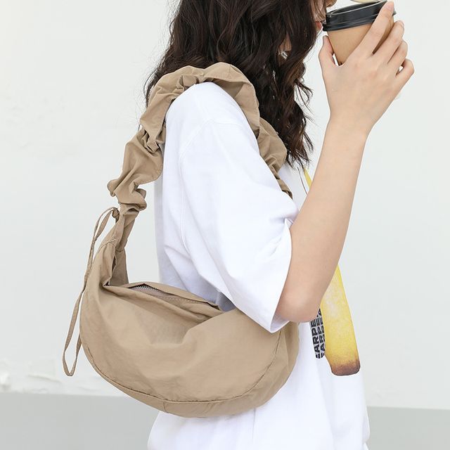 Drawstring Bag Hobo Nylon Plain